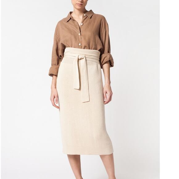 Lauren Manoogian Rib Skirt Crudo Natural Cotton Wool Designer Size 0 XS thru M - Picture 2 of 16